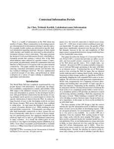Contextual Information Portals Jay Chen, Trishank Karthik, Lakshminaryanan Subramanian