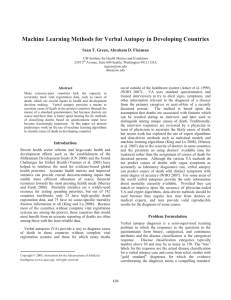 Machine Learning Methods for Verbal Autopsy in Developing Countries