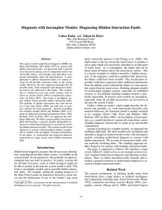 Diagnosis with Incomplete Models: Diagnosing Hidden Interaction Faults