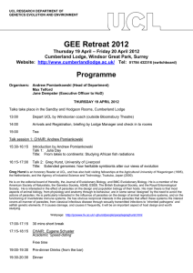 GEE Retreat 2012 Programme – Friday 20 April 2012