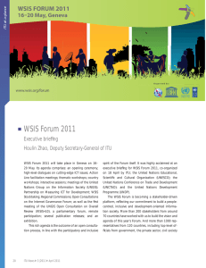 WSIS Forum 2011 WSIS FORUM 2011 16–20 May, Geneva Executive briefi ng