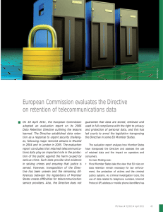 European Commission evaluates the Directive on retention of telecommunications data