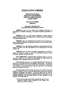 EXECUTIVE ORDER THE STATE OF TEXAS EXECUTIVE DEPARTMENT OFFICE OF 11IE GOVERNOR