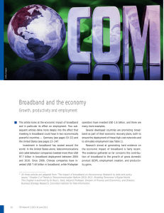 Broadband and the economy Growth, productivity and employment