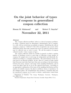 On the joint behavior of types of coupons in generalized coupon collection