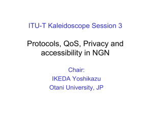 Protocols, QoS, Privacy and accessibility in NGN ITU-T Kaleidoscope Session 3 Chair: