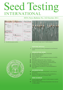 Seed Testing  INTERNATIONAL ISTA News Bulletin No. 142 October 2011
