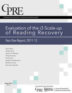 of Reading Recovery Evaluation of the i3 Scale-up Year One Report, 2011-12