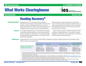 What Works Clearinghouse Reading Recovery ® WWC Intervention Report