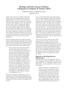 Ideology and Early Literacy Evidence: Robert M. Schwartz, Oakland University September 2015