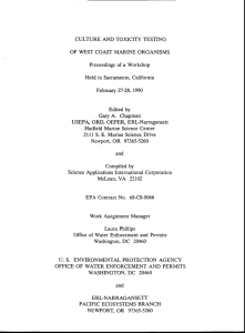 CULTURE AND TOXICITY TESTING OF WEST COAST MARINE ORGANISMS