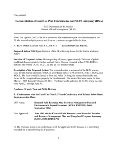 Documentation of Land Use Plan Conformance and NEPA Adequacy (DNA)
