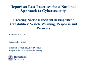 Report on Best Practices for a National Approach to Cybersecurity