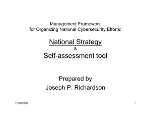National Strategy Self-assessment tool Prepared by Joseph P. Richardson