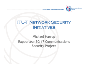 ITU-T Network Security Initiatives Michael Harrop Rapporteur SG 17 Communications