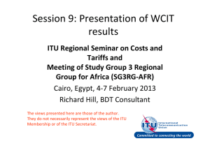 Session 9: Presentation of WCIT results