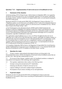 Question 7-3/1 – Implementation of universal access to broadband services 1