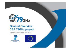General Overview CSA 79GHz project Geneva, November 7 , 2012