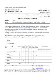 ccTLD Doc 27 Original: English TELECOMMUNICATION STANDARDIZATION SECTOR