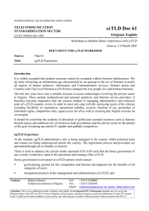 ccTLD Doc 61 Original: English TELECOMMUNICATION STANDARDIZATION SECTOR