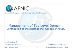 Management of Top Level Domain :