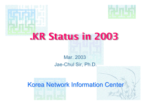 .KR Status in 2003 Korea Network Information Center Mar. 2003 Jae-Chul Sir, Ph.D.