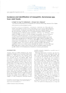 Aeromonas Incidence and  identification  of mesophilic spp. from  retail foods