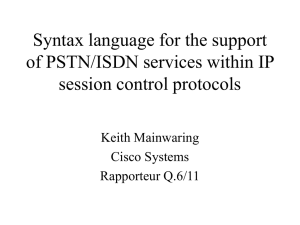 Syntax language for the support of PSTN/ISDN services within IP Keith Mainwaring
