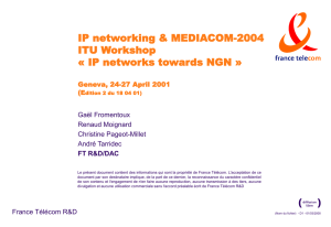 IP networking &amp; MEDIACOM-2004 ITU Workshop « IP networks towards NGN »
