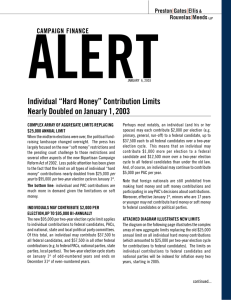 ALERT Individual “Hard Money” Contribution Limits Nearly Doubled on January 1, 2003