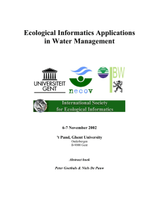 Ecological Informatics Applications in Water Management  6-7 November 2002
