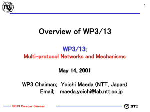 Overview of WP3/13 WP3/13 ; May 14, 2001