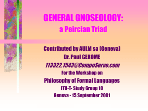 GENERAL GNOSEOLOGY: a Peircian Triad  Contributed by AULM sa (Geneva)