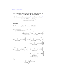 SUPPLEMENT TO SUBSAMPLING BOOTSTRAP OF COUNT FEATURES OF NETWORKS By Sharmodeep Bhattacharyya