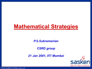 Mathematical Strategies P.S.Subramanian CSRD group 21 Jan 2001, IIT/ Mumbai