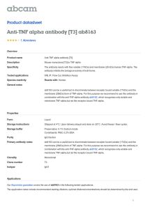 Anti-TNF alpha antibody [T3] ab8163 Product datasheet 1 Abreviews Overview