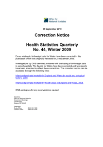 Correction Notice  Health Statistics Quarterly No. 44, Winter 2009