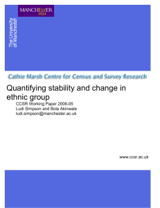 Quantifying stability and change in ethnic group CCSR Working Paper 2006-05
