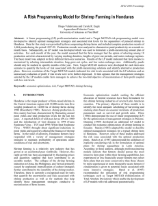 A Risk Programming Model for Shrimp Farming in Honduras