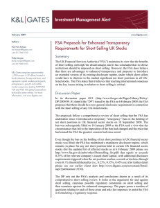 Investment Management Alert FSA Proposals for Enhanced Transparency Summary