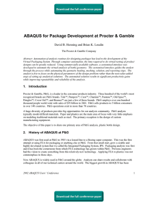 ABAQUS for Package Development at Procter &amp; Gamble