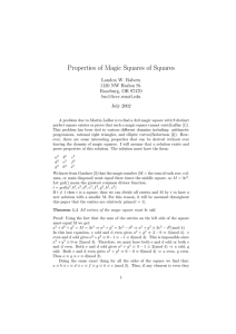 Properties of Magic Squares of Squares Landon W. Rabern Roseburg, OR 97470