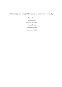 Classifying and Using Polynomials as Maps of the Field F p