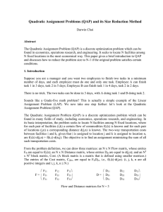 Quadratic Assignment Problems (QAP) and its Size Reduction Method