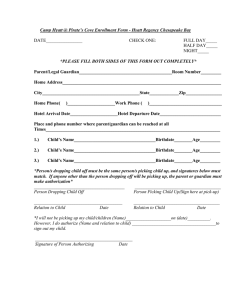 Camp Hyatt @ Pirate’s Cove Enrollment Form - Hyatt Regency...  *PLEASE FILL BOTH SIDES OF THIS FORM OUT COMPLETELY* DATE________________