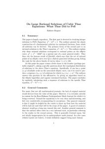 On Large Rational Solutions of Cubic Thue Referee Report 0.1