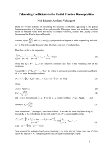 Calculating Coefficients in the Partial Fraction Decomposition  Noé Ricardo Arellano Velázquez
