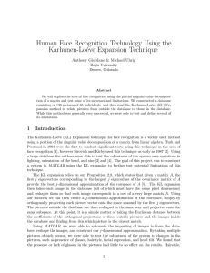 Human Face Recognition Technology Using the Karhunen-Lo´eve Expansion Technique Regis University