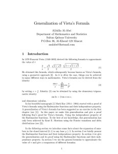 Generalization of Vieta’s Formula