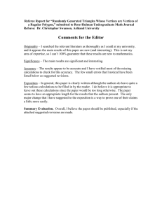 Referee Report for “Randomly Generated Triangles Whose Vertices are Vertices... a Regular Polygon,” submitted to Rose-Hulman Undergraduate Math Journal